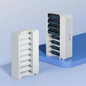 Гибридное зарядное устройство USB/Type-C со светодиодной подсветкой, 8 разъемов + NiMH аккумулятор AA/AAA 1,2 В, комбинированный комплект зарядного устройства и аккумулятора 1+4AAA