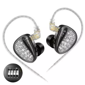 Гибридные наушники Yinyoo KZ ZA12 KZ, канальные наушники, проводные наушники с высокой звукоизоляцией, 10 мм, суперлинейный динамический драйвер, 8 мм, высокая производительность