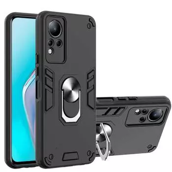 Гибридный чехол для телефона Infinix Note 11 7 Hot 11 11S Hot 10S NFC 10 9 Play Smart 6 5 4 X690 X680 X657 X656, кольцевой чехол-держатель For Note 11 чёрный