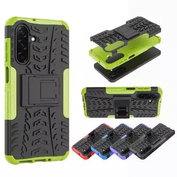 Гибридный чехол из ПК и ТПУ для Samsung Galaxy A26 5G, прочный двухслойный противоударный чехол с подставкой и прочной резиновой крышкой Samsung Galaxy A26 5G чёрный