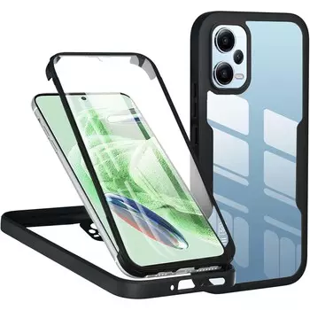 Гибридный чехол из жидкого силикона на 360 градусов для Xiaomi Redmi Note 12 5G 12 Pro Plus 11S 11 Pro 10S 9S 5G, защитный противоударный чехол с полной защитой Redmi Note 12 5G чёрный