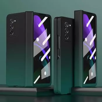 Гибридный цветной чехол из закаленного стекла с пленкой из закаленного стекла для Samsung Galaxy Z Fold 2 Fold2 Fold3 5g Fold 3 Антидетонационный складной модный чехол for Galaxy Z Fold 3