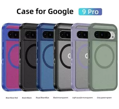 Гибридный прочный защитный чехол Magsafe для Google Pixel 9 Pro 8 Pro 8A, ударопрочный, с магнитной беспроводной зарядкой, жесткий защитный чехол для задней панели for Pixel 9 чёрный