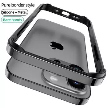Гибридный силиконовый каркасный алюминиевый металлический чехол для телефона iPhone 16 15 14 Plus 13 12 11 Pro Max Xs Xr противоударный бампер с углами iPhone 16 серебряный