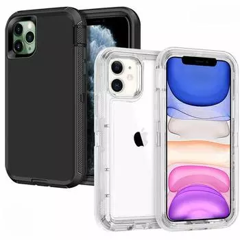 Гибридный сверхпрочный бронированный прозрачный чехол для всего тела для iPhone 16 15 14 13 12 11 Pro Max 7 8 Plus Otter Case Box противоударный чехол For iPhone 16 розовый