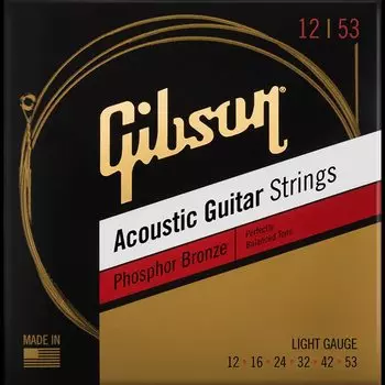 Gibson/SAG-PB12 Струны для акустической гитары из фосфорной бронзы 12-53 Light Gibson