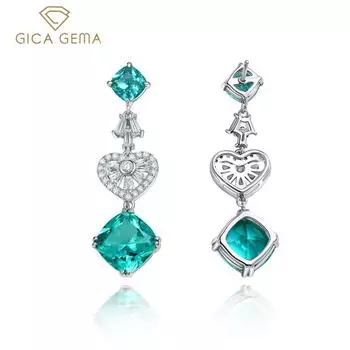 Gica Gem из стерлингового серебра 925 пробы в форме подушки 10*10 элегантные роскошные серьги-капли для женщин изысканные лаконичные шикарные ювелирные изделия высокого качества подарок на День святого Валентина зелёный