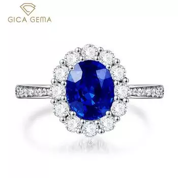 Gica Gem из стерлингового серебра 925 пробы, синее овальное классическое кольцо для женщин, тонкий темперамент, высококачественное ювелирное изделие, подарок 5 синий