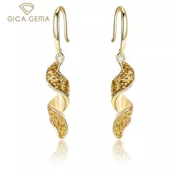 Gica Gem Стерлингового Серебра 925 Длинные Спирали Модные Персонализированные Классические Серьги Для Женщин Тонкий Темперамент Высококачественные Ювелирные Изделия Подарок На День Матери 925 Silver белый/золотой