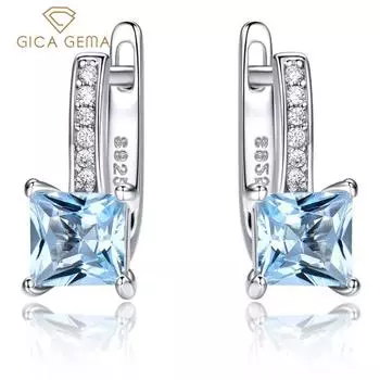 Gica Gem стерлингового серебра 925 пробы квадратной формы классические горячие продажи серьги-гвоздики для женщин тонкий темперамент высококачественные ювелирные изделия подарок на день матери 925 Silver синий