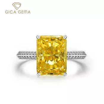 GICA GEMA 100% стерлинговое серебро 925 пробы циркон драгоценный камень камень для свадьбы обручальное кольцо ювелирные изделия US 6 жёлтый