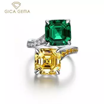 GICA GEMA 100% стерлингового серебра 925 пробы со сверкающими высокоуглеродистыми бриллиантами для женщин, обручальные кольца для свадебной вечеринки, изысканные ювелирные изделия Adjustable Opening