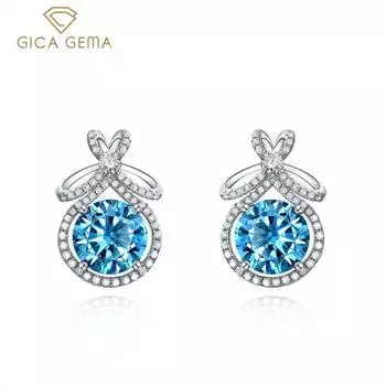 Gica Gema 100% стерлингового серебра 925 пробы, уникальный дизайн, круглые серьги-гвоздики для женщин, романтические изящные украшения, подарок для свадебной вечеринки синий