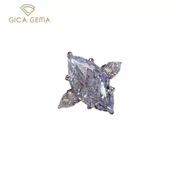 GICA GEMA 100% стерлингового серебра 925 пробы 9*18 мм ледяной синий высокоуглеродистый бриллиант кольца для женщин сверкающие ювелирные изделия для свадебной вечеринки US 5 синий