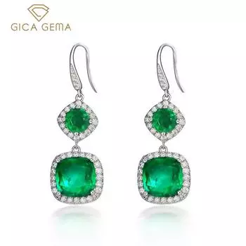 Gica Gema 100% стерлингового серебра 925 пробы квадратные зеленые винтажные серьги-капли для женщин изысканные персонализированные украшения зелёный