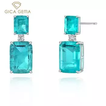 Gica Gema 100% стерлингового серебра 925 пробы, синие квадратные персонализированные классические серьги-гвоздики для женщин, изысканные ювелирные изделия высокого качества, подарок 925 Silver синий