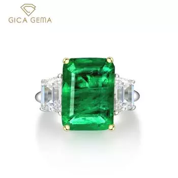 GICA GEMA 100% стерлингового серебра 925 пробы сверкающие высокоуглеродистые бриллиантовые кольца для женщин Colorfu камень для вечеринки вечерние ювелирные украшения подарки US 5 зелёный