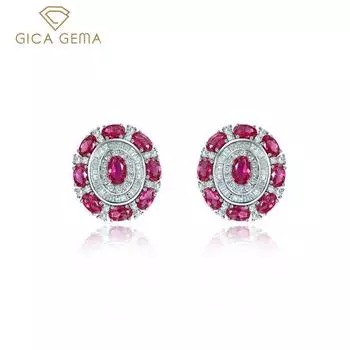 Gica Gema 100% стерлингового серебра 925 пробы, уникальный дизайн, романтические тонкие серьги-гвоздики для женщин, ювелирные изделия, подарок для свадебной вечеринки красный