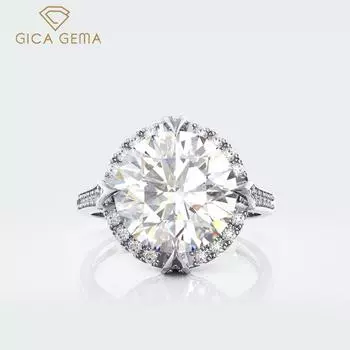 Gica Gema 5A Циркон Кольца Стерлингового Серебра 925 пробы 10*10 мм Красочные Драгоценные Камни Круглой Формы Романтические Ювелирные Изделия Свадебная Вечеринка Подарки Новая Тенденция 5 розовый