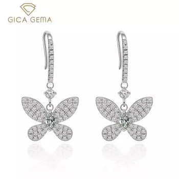 Gica Gema 5A Циркон Серьги Стерлингового Серебра 925 3*6 мм Серьги-капли Уникальный Дизайн Романтические Изящные Ювелирные Изделия Свадебная Вечеринка Подарки Новая Тенденция 925 Silver белый