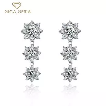 Gica Gema 5A Серьги с цирконом, серебро 925 пробы, уникальный дизайн, романтическая форма цветка, изящные серьги, ювелирные изделия, подарки для свадебной вечеринки, новая тенденция 925 Silver белый