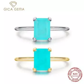 Gica Gema Аутентичное стерлинговое серебро 925 пробы, классическое прямоугольное кольцо с цирконом на палец для женщин, очаровательные ювелирные изделия Anillo