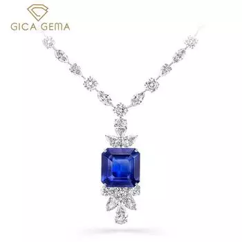 Gica Gema Циркон Подвески Ожерелье Стерлингового Серебра 925 Пробы 47 Карат 18*18 мм Синий Драгоценный Камень Романтические Изящные Ювелирные Изделия Подарки Для Свадьбы 925 Silver синий