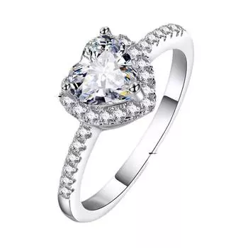 Gica Gema Европа и Соединенные Штаты Модное креативное кольцо с сердечком и цирконом, подарок на день Святого Валентина, кольцо для пары-исповедь About 17.1mm белый