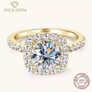 Gica Gema Европа и США роскошное кольцо из стерлингового серебра с муассанитом в 2 карата популярное обручальное кольцо с дизайном в виде кубика сахара ювелирные изделия для рук 4 Us золотой