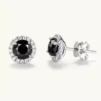 Gica Gema Hip Hop Black Moissanite Earrings Simple Daily Commute Accessories For Women 925 Silver белого золота