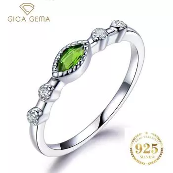 Gica Gema из стерлингового серебра 925 пробы, элегантные высококачественные кольца для женщин, однотонный драгоценный камень, романтическое обручальное кольцо, ювелирные изделия 5 зелёный