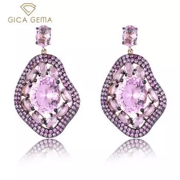 Gica Gema из стерлингового серебра 925 пробы, розовое золото, легкие роскошные геометрические серьги-гвоздики для женщин FineTemperament, высококачественные ювелирные изделия, подарок на День матери 925 Silver белый/розовый