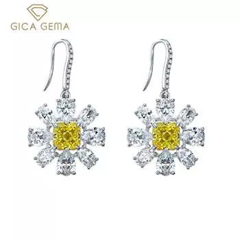 Gica Gema из стерлингового серебра 925 пробы, кольцо в форме цветка, элегантные роскошные серьги-капли для женщин, изысканные, лаконичные, шикарные, высококачественные ювелирные изделия, подарок оранжевый/белый
