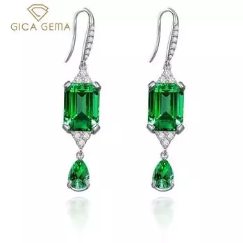 Gica Gema из стерлингового серебра 925 пробы, зеленые квадратные серьги с индивидуальной геометрией, длинные стильные серьги для женщин, изысканные темпераментные ювелирные изделия высокого качества, подарок зелёный