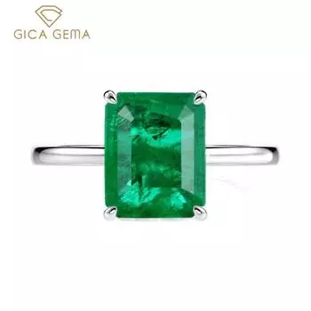 GICA GEMA из стерлингового серебра 925 пробы, обручальные кольца для женщин, высокоуглеродистые бриллианты, помолвка, ювелирные изделия, подарок US 6 зелёный