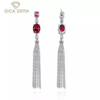 Gica Gema из стерлингового серебра 925 пробы, персонализированные лаконичные серьги-капли для женщин FineTemperament, высококачественные ювелирные изделия, подарок 925 Silver красный