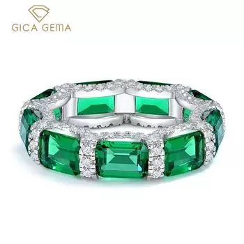 GICA GEMA из стерлингового серебра 925 пробы, светлое роскошное кольцо с цирконами High Sense 5*7 мм для женщин, свадебное, помолвочное, ювелирное изделие US 6 зелёный