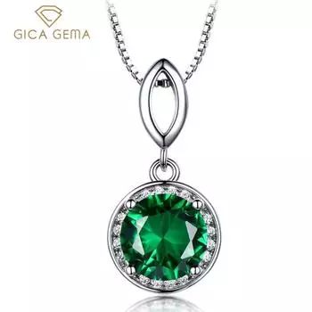 Gica Gema Jewelry S925 Sterling Silver Blue Round Fashion Лидер продаж ожерелье с подвеской для женщин Fine High Grade Jewelry Gift To Valentine s 925 Silver белый/синий