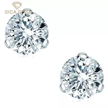 Gica Gema Jewelry S925 Sterling Silver Round 1,5 Carat Персонализированные классические серьги-гвоздики для женщин Изящные высококачественные ювелирные изделия в подарок на День святого Валентина 925 Silver белый