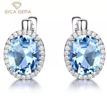 Gica Gema Jewelry S925 Sterling Silver Симпатичные круглые персонализированные классические серьги-гвоздики для женщин Изящные высококачественные ювелирные изделия в подарок на День святого Валентина 925 Silver синий