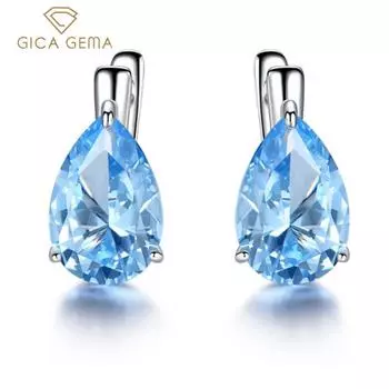Gica Gema Jewelry S925 Стерлинговое Серебро Форма Воды Персонализированные Нежные Серьги-гвоздики Для Женщин Изящные Высококачественные Ювелирные Изделия Подарок На День Святого Валентина 925 Silver синий