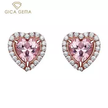 Gica Gema Jewelry S925 Стерлинговое Серебро Розовое Сердце В Форме Элегантные Темпераментные Серьги-гвоздики Для Женщин Изящные Высококачественные Ювелирные Изделия Подарок На День Святого Валентина 925 Silver