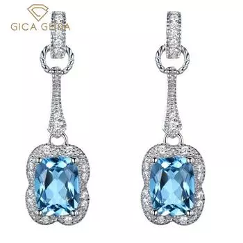 Gica Gema Jewelry S925 Стерлинговое Серебро Синий Цветок Персонализированные Классические Серьги-гвоздики Для Женщин Изысканные Высококачественные Ювелирные Изделия Подарок На День Святого Валентина синий