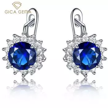 Gica Gema Jewelry S925 Стерлингового Серебра Синий Цветок Великолепные Новые Поступления Серьги-гвоздики Для Женщин Изысканные Высококачественные Ювелирные Изделия Подарок На День Святого Валентина 925 Silver