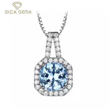 Gica Gema Ювелирные Изделия Стерлингового Серебра S925 Небесно-Голубой Геометрический Классический Подвеска Ожерелье Для Женщин Изысканные Высококачественные Ювелирные Изделия Подарок На День Святого Валентина синий/белый