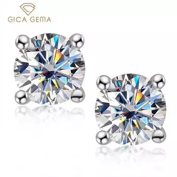 Gica Gema, классические серьги из стерлингового серебра 925 пробы с четырьмя когтями 3/4/5 мм, серьги с морсонитом, хит продаж, серьги для женщин, изысканные ювелирные изделия с темпераментом, подарок 925 Silver белый