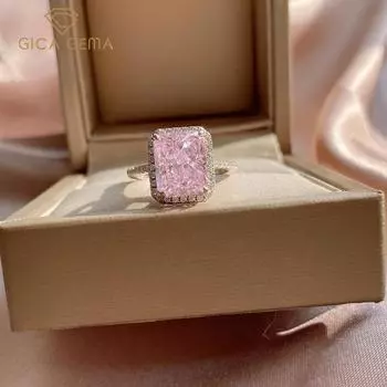 GICA GEMA Классическое серебро 925 пробы с цирконом, драгоценный камень, свадебное обручальное простое кольцо, женские ювелирные украшения US 5 белый