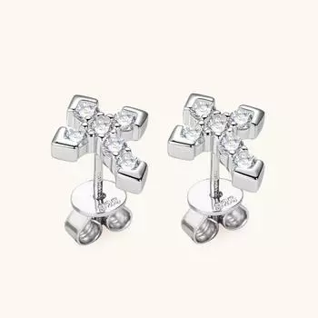 Gica Gema Корейская версия Niche Design Sense Cross Moissanite Серьги Аксессуары для вечеринок 925 Silver белого золота