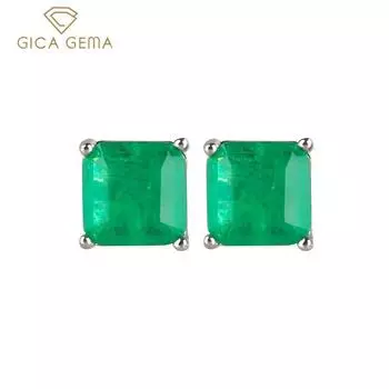 GICA GEMA, квадратные серьги-гвоздики, серьги для женщин, настоящее серебро 925 пробы, зеленый драгоценный камень, серьги-гвоздики, модные подарки, ювелирные украшения синий