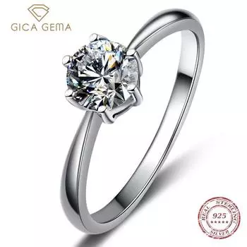 Gica Gema Лидер продаж Корона Классический комплект с шестью когтями и цирконом 1 карат Простое модное обручальное кольцо женское 1ct17.1mm белый